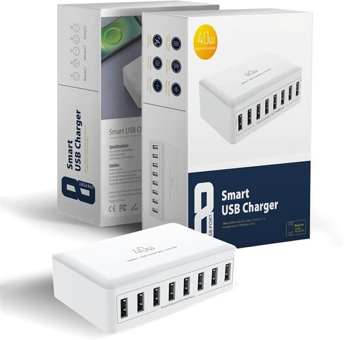 40W USB Charging Station Multiple USB Port Charger Hub 8-Ports Charging Block for i Phone 15 for Android Phones for 5V USB Charge Devices etc in Saudi Arabia