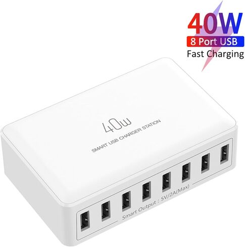 40W USB Charging Station Multiple USB Port Charger Hub 8-Ports Charging Block for i Phone 15 for Android Phones for 5V USB Charge Devices etc in Saudi Arabia