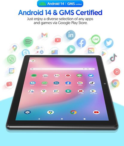 Tablet 10 inch Android 14 Tablets 2024 Newest, 6GB RAM 64GB ROM 1TB Expanded, 6000mAh Battery, 5G Wi-Fi 6, 2MP+8MP Dual Camera, Bluetooth, 1280 * 800 FHD IPS Tablet with Keyboard(Black) in Kuwait