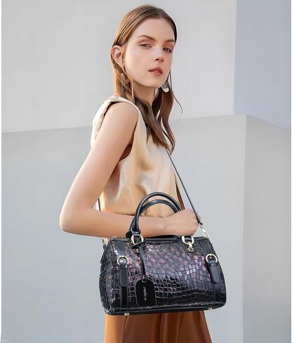 حقيبة يد من الجلد الطبيعي، حقيبة كروس، حقيبة كتف من الجلد اللامع، طباعة جلد الفهد للنساء in Kuwait