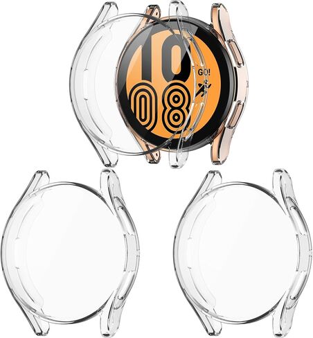 GEAK 3 Pack Compatible with Samsung Galaxy Watch 5 Screen Protector/Galaxy Watch 4 Case 40mm, Flexible TPU Plated All-Around Cover Case for Samsung Galaxy Watch 4/5 Smart Watch 40mm Clear/Clear/Clear in Saudi Arabia