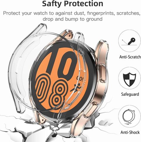 GEAK 3 Pack Compatible with Samsung Galaxy Watch 5 Screen Protector/Galaxy Watch 4 Case 40mm, Flexible TPU Plated All-Around Cover Case for Samsung Galaxy Watch 4/5 Smart Watch 40mm Clear/Clear/Clear in Saudi Arabia