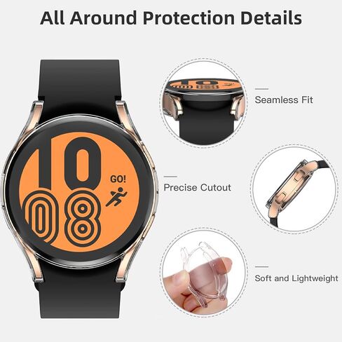 GEAK 3 Pack Compatible with Samsung Galaxy Watch 5 Screen Protector/Galaxy Watch 4 Case 40mm, Flexible TPU Plated All-Around Cover Case for Samsung Galaxy Watch 4/5 Smart Watch 40mm Clear/Clear/Clear in Saudi Arabia