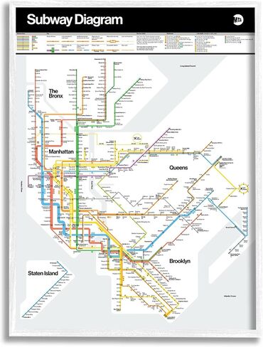 Stupell Industries New York City Urban Subway Diagram Chart Framed Wall Art, Design by JG Studios in Kuwait