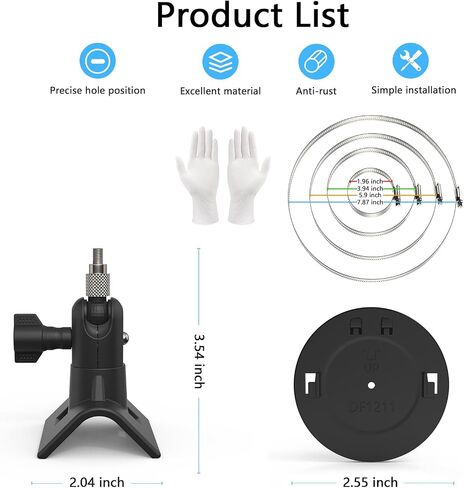 Outdoor Security Camera Pole Mount No-Drill for 1/4-Inch Attach Point Cameras Compatible with Ring Indoor Cam and More, Fits 1.96-7.87 Inch Pipes (Black) in Saudi Arabia