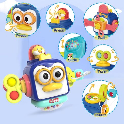 4 in 1 Baby Toys 6 to 12 Months,Learning Toys for Babies 6 12 18 Months, Infant Toys Stacking Rings,Busy Cube,Spinner Toys,Tissue Box Toy,Sensory Educational Gift for Toddlers Aged 1-3 in Saudi Arabia