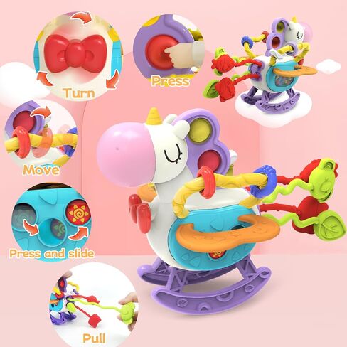 4 in 1 Baby Toys 6 to 12 Months,Learning Toys for Babies 6 12 18 Months, Infant Toys Stacking Rings,Busy Cube,Spinner Toys,Tissue Box Toy,Sensory Educational Gift for Toddlers Aged 1-3 in Saudi Arabia