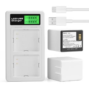 2-Pack Rechargeable A-2 Batteries 3660mAh with LCD Dual Charging Station Compatible with Arlo Go Camera VMA4410