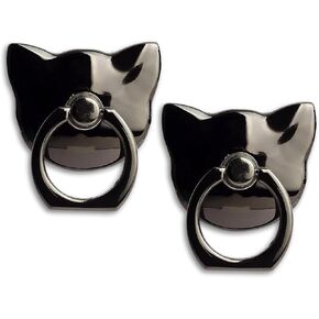 [2 Packs] Cat Glossy Cell Phone Ring Holder Stand, 360 Degree Rotation Finger Ring Kickstand with Polished Metal Phone Grip for Magnetic Car Mount, Smartphone Accessories