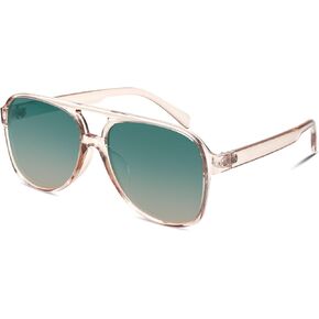 GQUEEN Retro Pilot Sunglasses Womens Men Polarized 70s Vintage Square Shades Double Bridge UV400