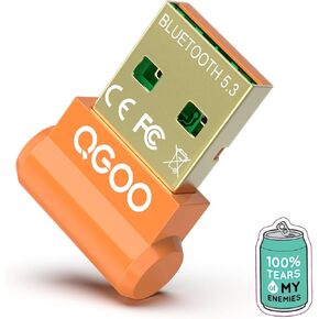 USB Bluetooth Adapter for PC - QGOO Bluetooth Dongle 5.3 EDR, Wireless Bluetooth Receiver for Desktop Computer Laptop Bluetooth Windows 8.1/10/11（orange-127）