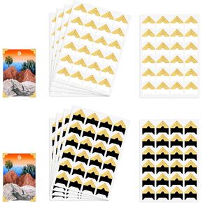 240 Pcs White Gold Picture Corners Self Adhesive Photo Corner Stickers for Scrapbooking, Scrapbook Picture Corners, Photo Mounting Corners for Photo Album, Picture Frames, Memory Books, Journal