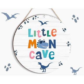 Little Man Cave Wooden Sign Dinosaur Quote Wood Plaque Nursery Hanging Wall Art Decor for Kids Toddler Boys Bedroom Playroom Living Room Decorations(little man cave-dinosaur)