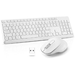 Wireless Keyboard Mouse Silent Combo, Ultra-Slim USB Keyboard Silent Mouse Set, Water-Dropping Keycaps, 12 Shortcuts, 2.4GHz Wireless Connection for PC Laptop Windows XP/7/8/10, Vista, Mac (Pink)