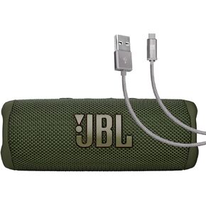 JBL Flip 6 (Gray) + Bundle with Case Logic Braided USB Type-C Charge & Sync (6 ft, Gray)