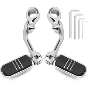 Long Angled Steamliner Highway Pegs and Mount Kit Fit for Harley Touring Street Glide Road Glide Road King Electra Glide Dyna Sportster with 1 1/4 inch Highway Bar