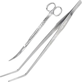 VORESTIC 4Pcs Aquascaping Tools, Terrarium Tools, Aquarium Tools Set with Stainless Steel Aquarium Tweezers, Aquarium Scissors and Spatula - Aquascape Tools Set for Trimming, Maintenance