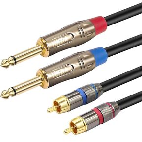 YABEDA 1/4 to RCA Cable,Gold Plated Heavy Duty Dual 1/4 inch TS to Dual RCA Stereo Audio Interconnect Cable - 3.3 feet