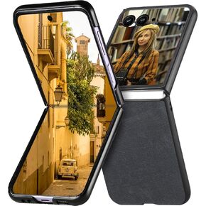 حافظة لهاتف Motorola Razr+ 2024/ Razr 50 Ultra/Razr 5/ Razr Gen 5، حافظة جلدية صلبة مقاومة للخدش ومضادة لبصمات الأصابع لهاتف Motorola Razr 50 Ultra. تي بي-براون