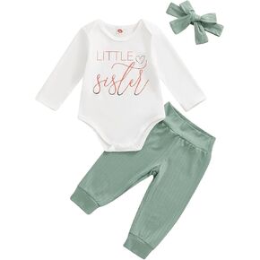 Cute Newborn Girl Outfit Long Sleeve Romper + Elastic Trousers + Bow Headband Baby Girl Fall Clothes Set