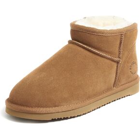 Fireside by Dearfoams Women's Riverland Shearling Fur Lined Mini Ankle Boot with Platform Slipper
