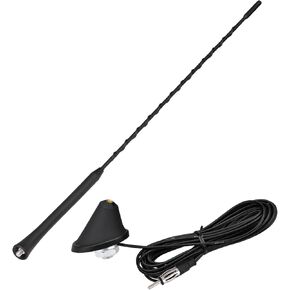 Universal Car Stereo FM AM Radio Antenna - 13.8 in Roof Mount Vehicle FM Radio Replacement Antenna with Mount Base for Car Truck Jeep Wrangler Jk Sport Sahara Rubicon Stereo Receiver Head Unit