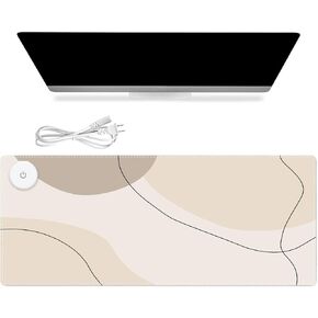 iCasso Heated Mouse Pad Hand Warmer, XXL Heated Desk Pad, Electric Warm Desk Mat with 3 Heating Levels for Computer Keyboard, 35.4" x 15.7" Large Mousepad for Home Office Work (Brown Art) in Kuwait