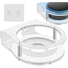 Geekria Acrylic Wall Mount Compatible with Echo Dot (3rd Gen) Smart Speaker with an LED Clock and Alexa, Speaker Stand Stable Guard Holder (Clear)