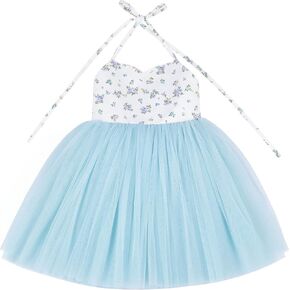 Flofallzique Summer Baby Girls Dress Vintage Floral Tulle Birthday Tea Party Infant Toddler Tutu Dresses for 0-8 Y