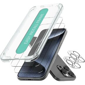 Smartish® واقيات شاشة من الزجاج المقوى مكونة من قطعتين لهاتف iPhone 16 Pro - ورقة Tuff - إطار سهل التثبيت 9H [مقاوم للخدش] صديق للحافظة - جزيرة ديناميكية لهاتف Apple iPhone 16 Pro - عبوة شفافة مكونة من قطعتين in Kuwait