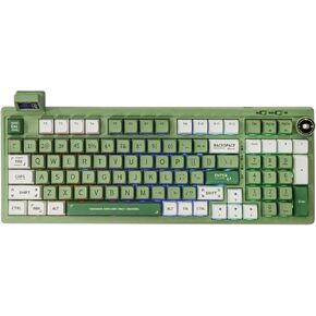 EPOMAKER RT100 97 Keys Gasket BT5.0/2.4G/USB-C Mechanical Keyboard with Customizable Display Screen, Knob, Hot Swappable Socket, 5000mAh Battery for Win/Mac (Retro White, Wisteria Tactile Switch)
