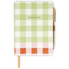 DesignWorks Ink Orange & Gold Foil Art Vegan Leather Gratitude Journal with 196 Guided Pages for Daily Thoughts, Goals, Positivity & Gratitude | Undated Daily Mindfulness Journal (JBG46-1001)