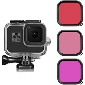 Waterproof Case for Go Pro Hero 12 Hero 11 Hero 10 Hero 9 Black with 3-Pack Dive Filter,196ft Underwater Dive Protective Housing for Go Pro 12 11 10 9Scuba Diving Snorkeling Surfing