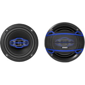 Jensen JS6504 4-Way 6.5 inch Car Door Audio Speakers Pair with 160 Watts Peak Power | 35mm Mylar Balanced Dome Midrange | Two 15mm Piezo Tweeters
