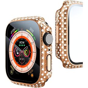Diamonds Hard Case Compatible for Apple Watch 45mm Screen Protector, Advanced Shine Watch Case for Wommen with Tempered Glass Film for Apple Watch 7/8/9 in Saudi Arabia