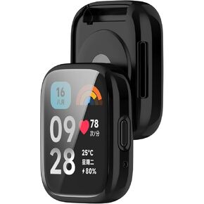 MOTONG Compatible with Redmi Watch 3 Case Cover - Full Coverage TPU Protective Case Cover Compatible with Redmi Watch 3 / Watch 3 Lite/Active(TPU Black)