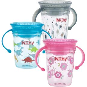 Nuby Tritan No Spill 2 Handle 360 Degree Printed Wonder Cup, Prints May Vary, 1pk