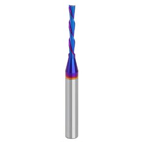 Yakamoz 1/4 Inch Shank Carbide Downcut Spiral Router Bit 1/8-Inch Cutting Diameter and 13/16-Inch Cutting Length Down Spiral Bit CNC Router Bit with Nano Blue Coating End Mill for Wood