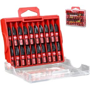 Impact 1 in. #2 Phillips Insert Driver Bits,40 Pack (PH2) Magnetic S2 Steel Screwdriver Bits Set with 1 Pc Impact Bit Holder and Storage M-Box