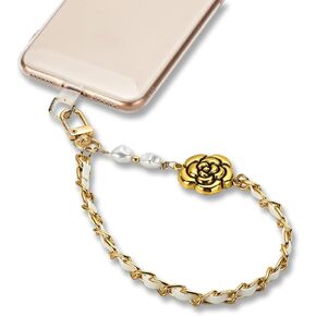 Phone Wrist Strap with Gold Metal Chain,Phone Charm Strap with Tether Tab,Hands-Free Phone Chain Wristlet Bracelet