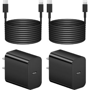 10 Ft iPhone Fast Charger, 2-Pack 20W Super Fast Charger with Long Fast Charging Cable for iPhone 14/13/12/11 Pro Max,14 Plus,Mini,Pro/XS/SE/XR/iPad - Black