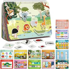 Freebear Animal World Busy Book for Toddlers 1-3 3-5 Preschool Learning Activities Resources Autism Sensory Toys Montessori Toys for 2-3 Year Old,Travel Toys, Gifts for Girls and Boys 4 5 6 Years