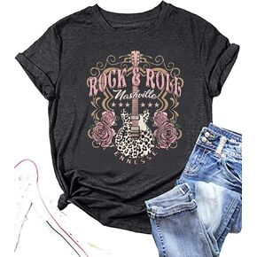 Music City Shirt for Women Country Music T-Shirt Vintage Guitar Wings Graphic Country Concert Tee Tops