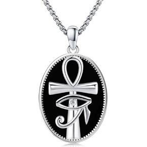 Ankh Necklace 925 Sterling Silver Snake Necklace Eye of Horus Pendant Egyptian Protection Jewelry Gifts for Men Women in Kuwait