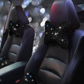 Pirador Seat Neck Support Pillow Head Rest Support Cushion Women Neck Pillow Neck Pain Relief Rainbow Bling Accessories Crystal Rhinestone Diamond Car Seat Driver 2Pcs Car Headrest Pillow