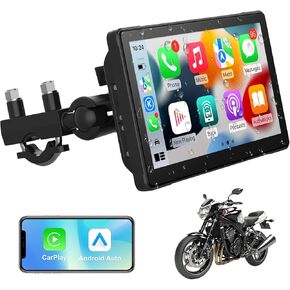 Carplay & Android Auto for Motorcycle: 7 Inches Waterproof Wireless Motorcycle Carplay Android Auto Moto with Dual Bluetooth, Voice Control, Navigation, Music, Phone Calls, Airplay