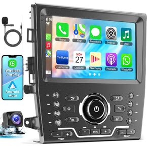 Car Stereo 4+64G Android 12 for Ford 2013-2018 Fusion Mondeo, 9 Inch IPS Touch Screen Car Radio with Wireless Carplay/Android Auto,GPS, WiFi, Bluetooth,FM, Support OBD2/DVR/DSP