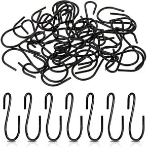 Mozeat Lens 60 PCS S Hooks for Hanging 1 Inch Metal Hanging Hooks Mini S Hooks S Shaped Iron Wire Hook Hanger for Hanging Jewelry Small Kitchenware Potted Plants, Black