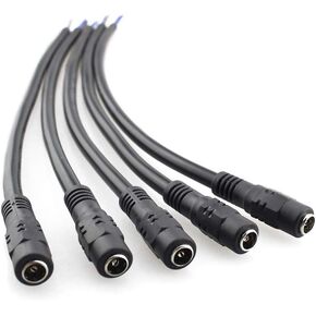 18 AWG DC Power Pigtail Cable, 2.1mm x 5.5mm Barrel Plug Wire Female Connectors for CCTV Security Camera and Led Lighting Power Adapter by SIM&NAT, Pack of 5