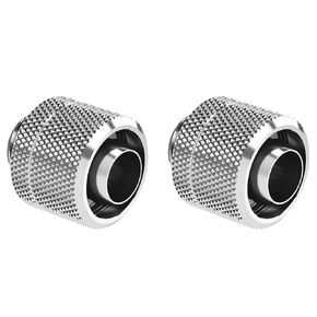 Dracaena 2 pack G1/4" thread to 3/8" ID, 5/8" OD Compression Fitting for Soft Tubing, Soft Tube Connectors for Computer Water Cooling System, Silver